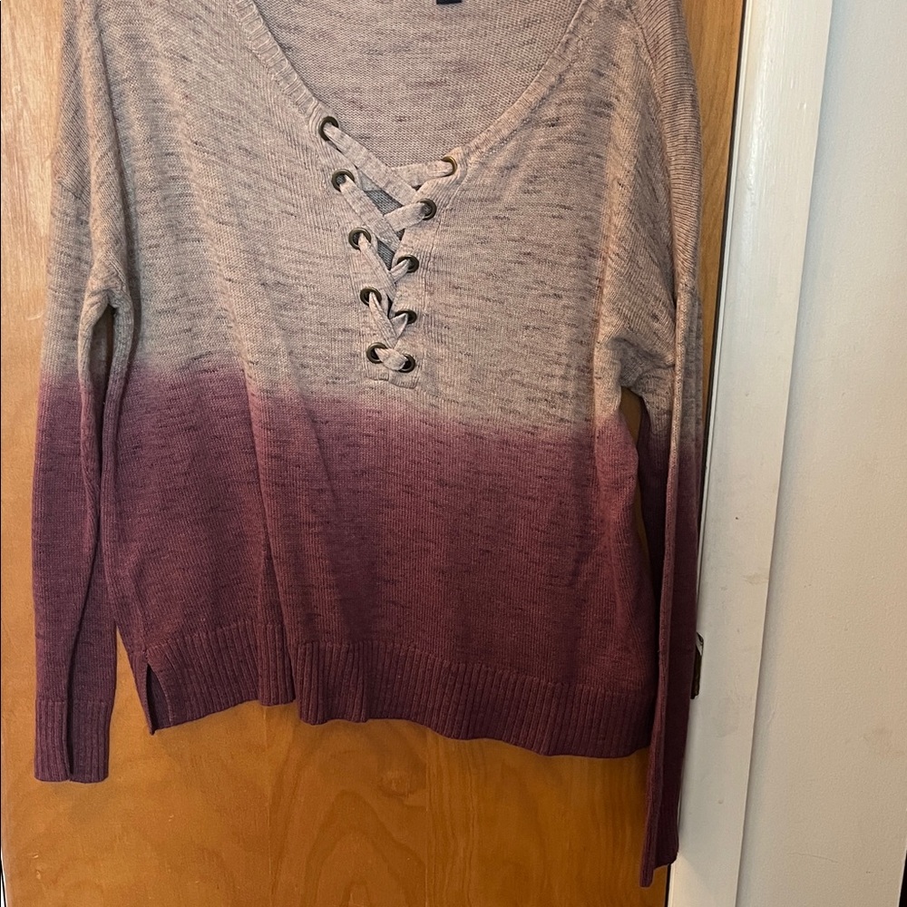 American Eagle Outfitters Heathered Lace-Up Sweater